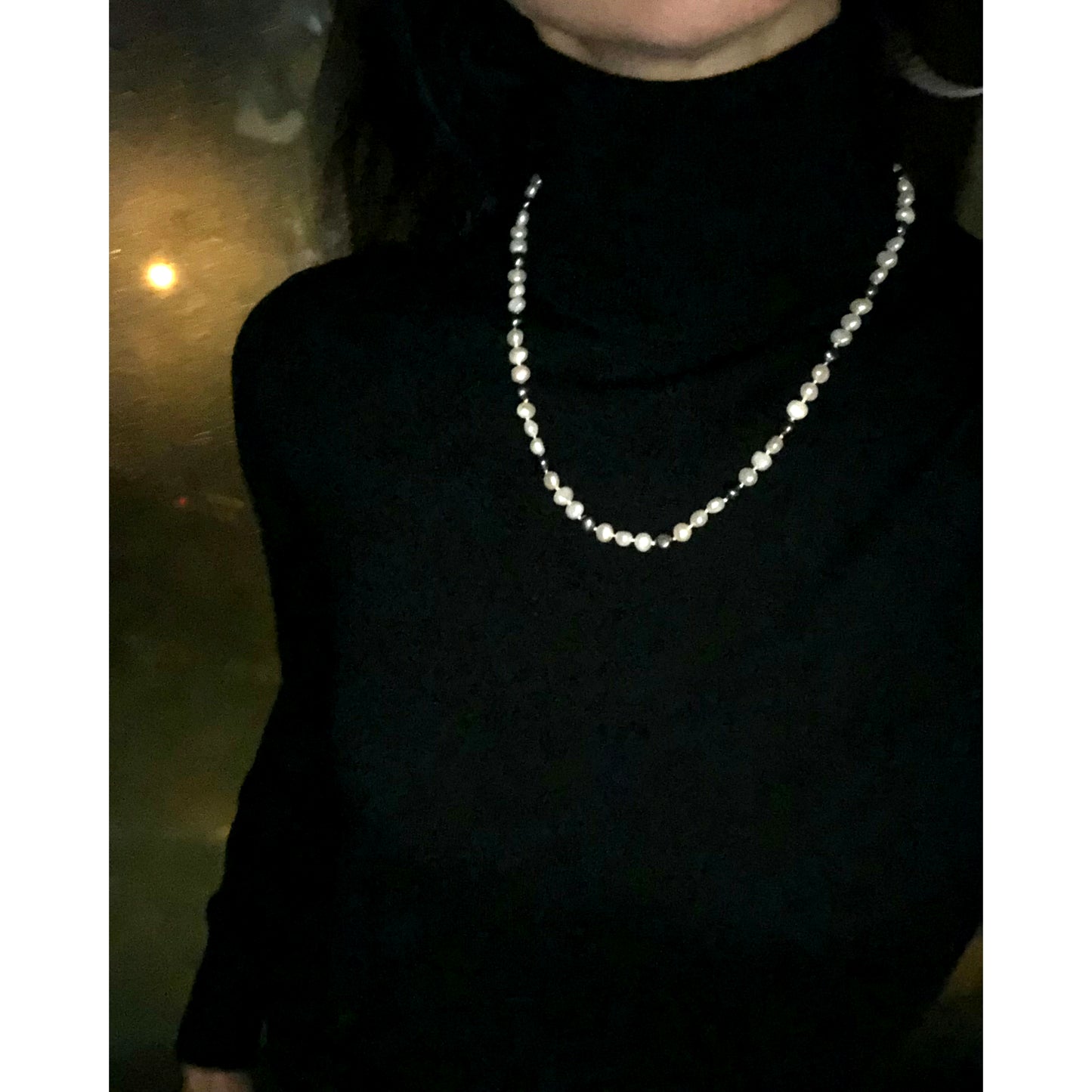 Polka dot (Black) Freshwater Pearl Necklace